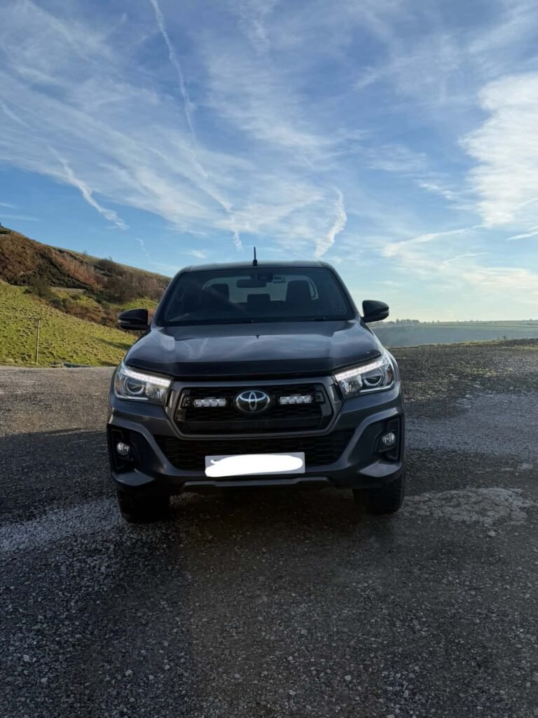 Grille light bar fitted to a Toyota Hilux used on south Cheshire farm lanes
